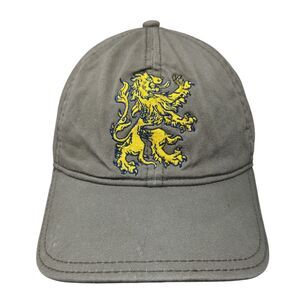 Lion Crest Fitted Hat Gray OSFA Embroidered Lightweight 6 Panel Red 1966